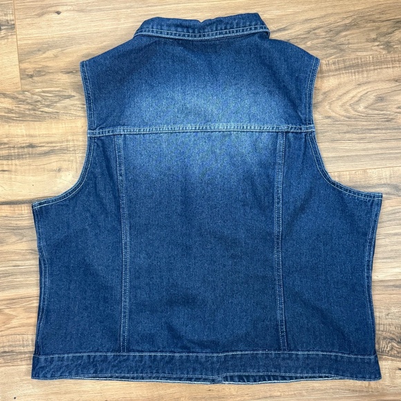 Allegra K Denim Blue with Fade Button Down Vest Size XXL New with Tag - Picture 6 of 11